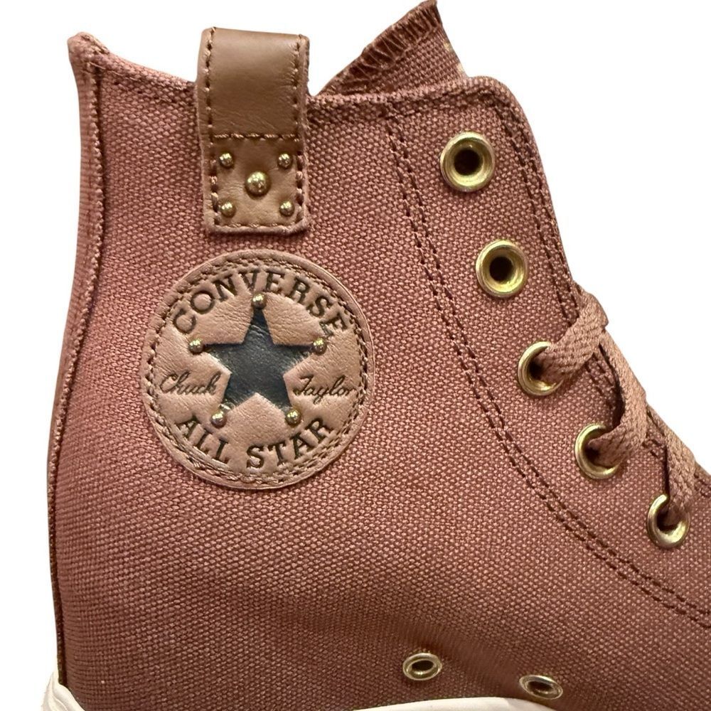 LAST Converse Women's Chuck Taylor All Star Wedge Platform Studded Western Brown - Picture 4 of 12